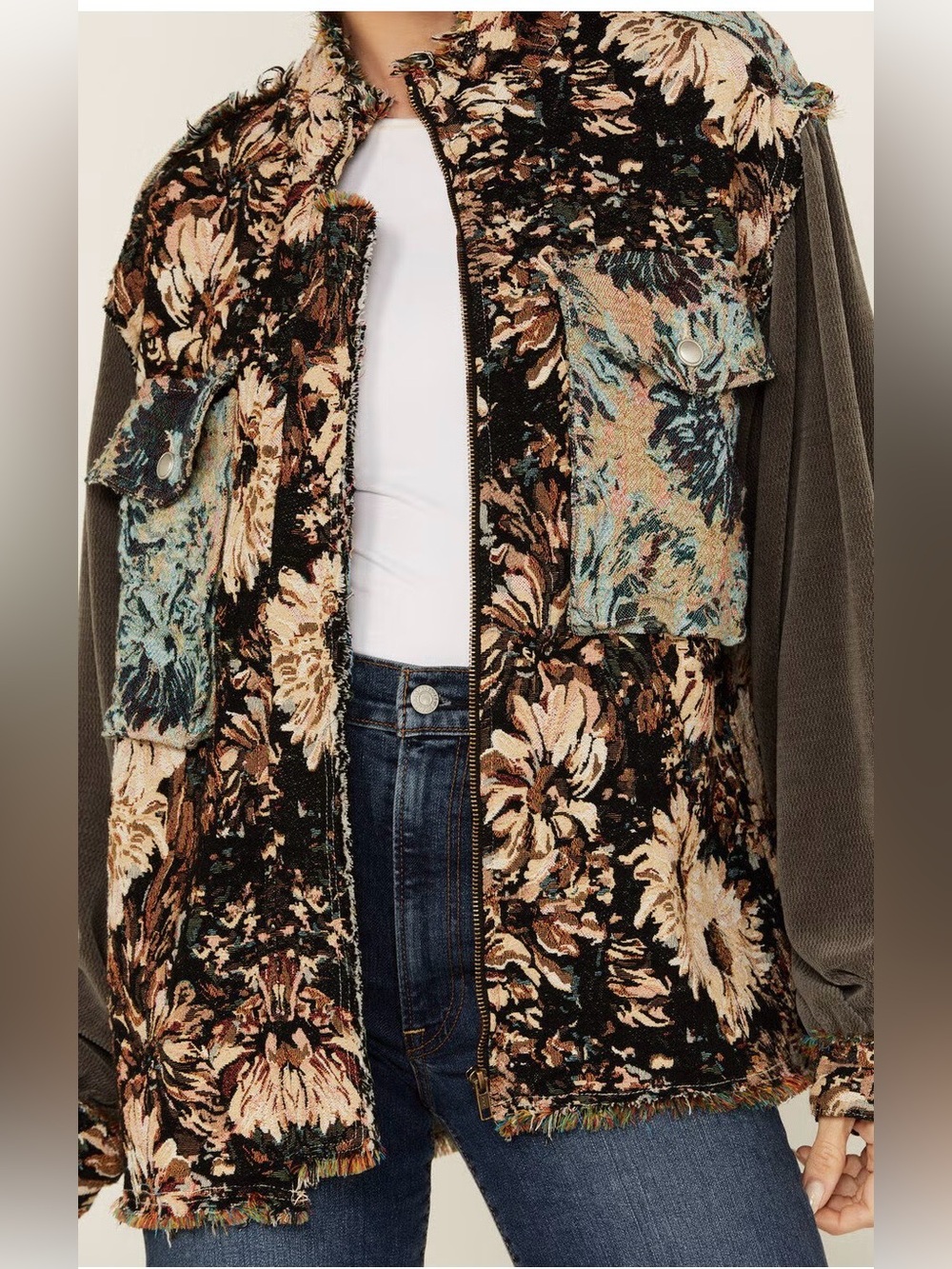 POL Floral Long Sleeved Shacket